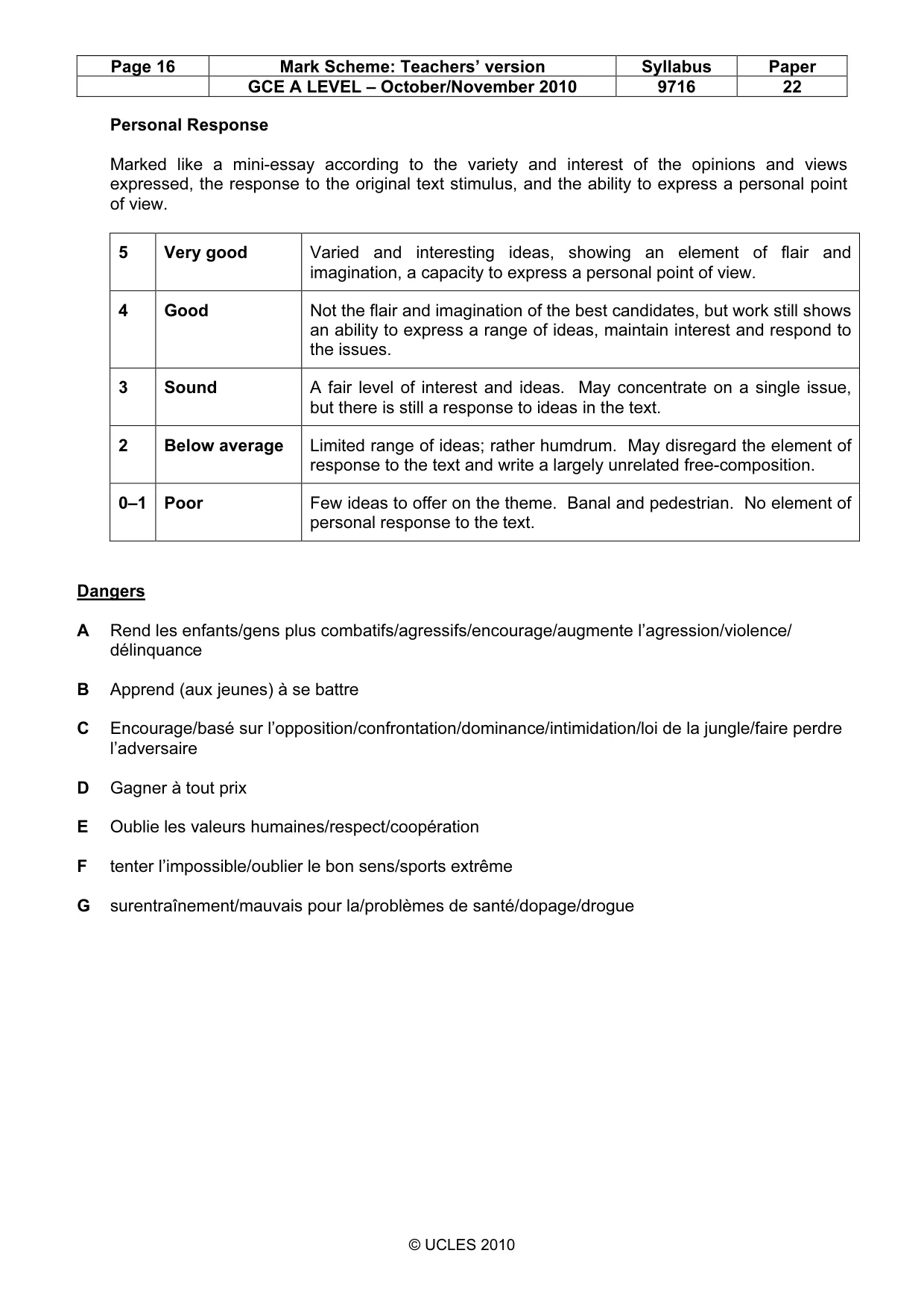 Mark scheme, page 16 of 17