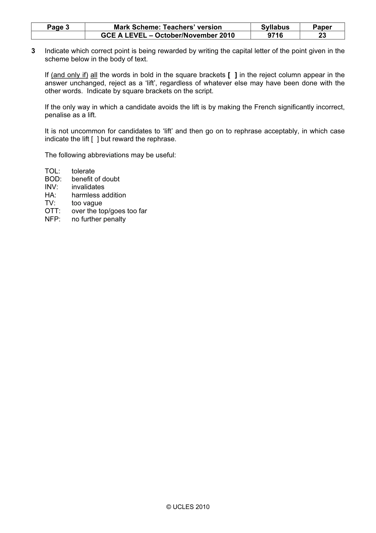 Mark scheme, page 3 of 16
