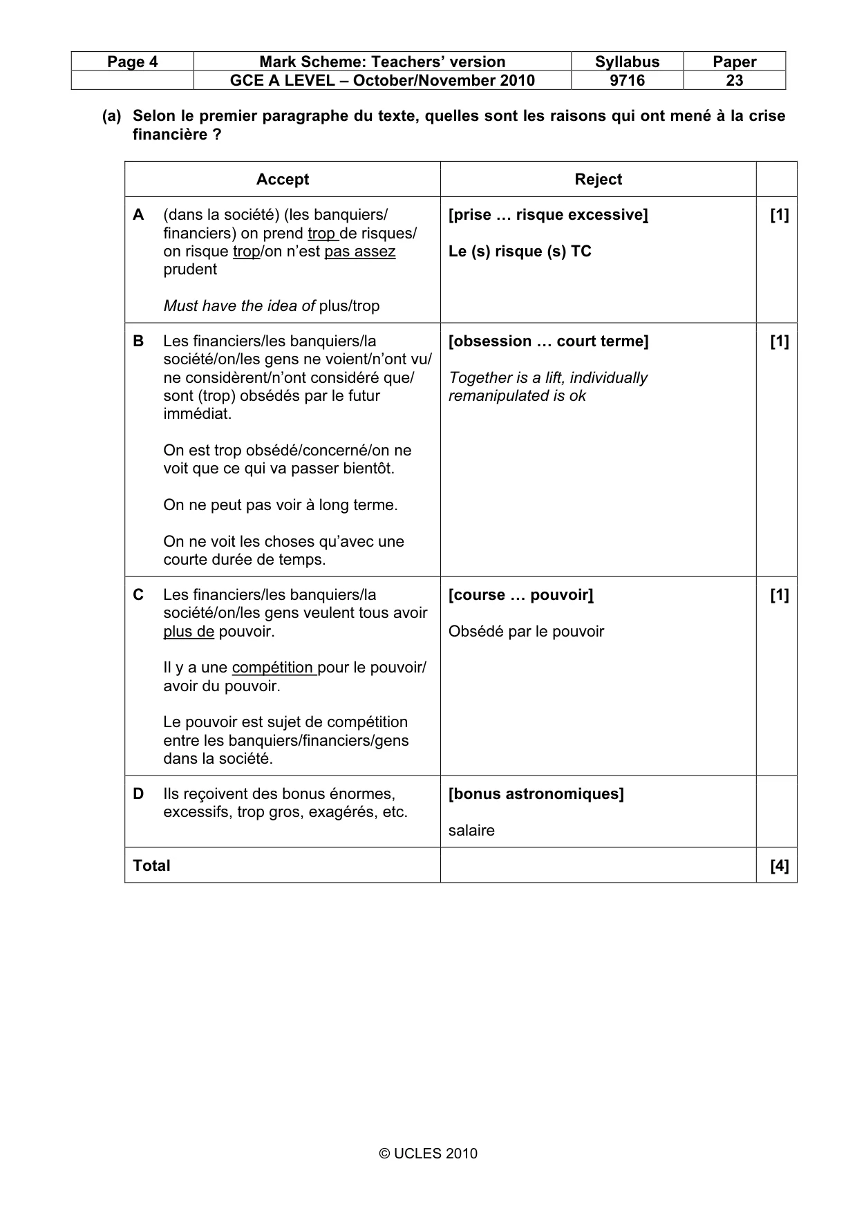 Mark scheme, page 4 of 16