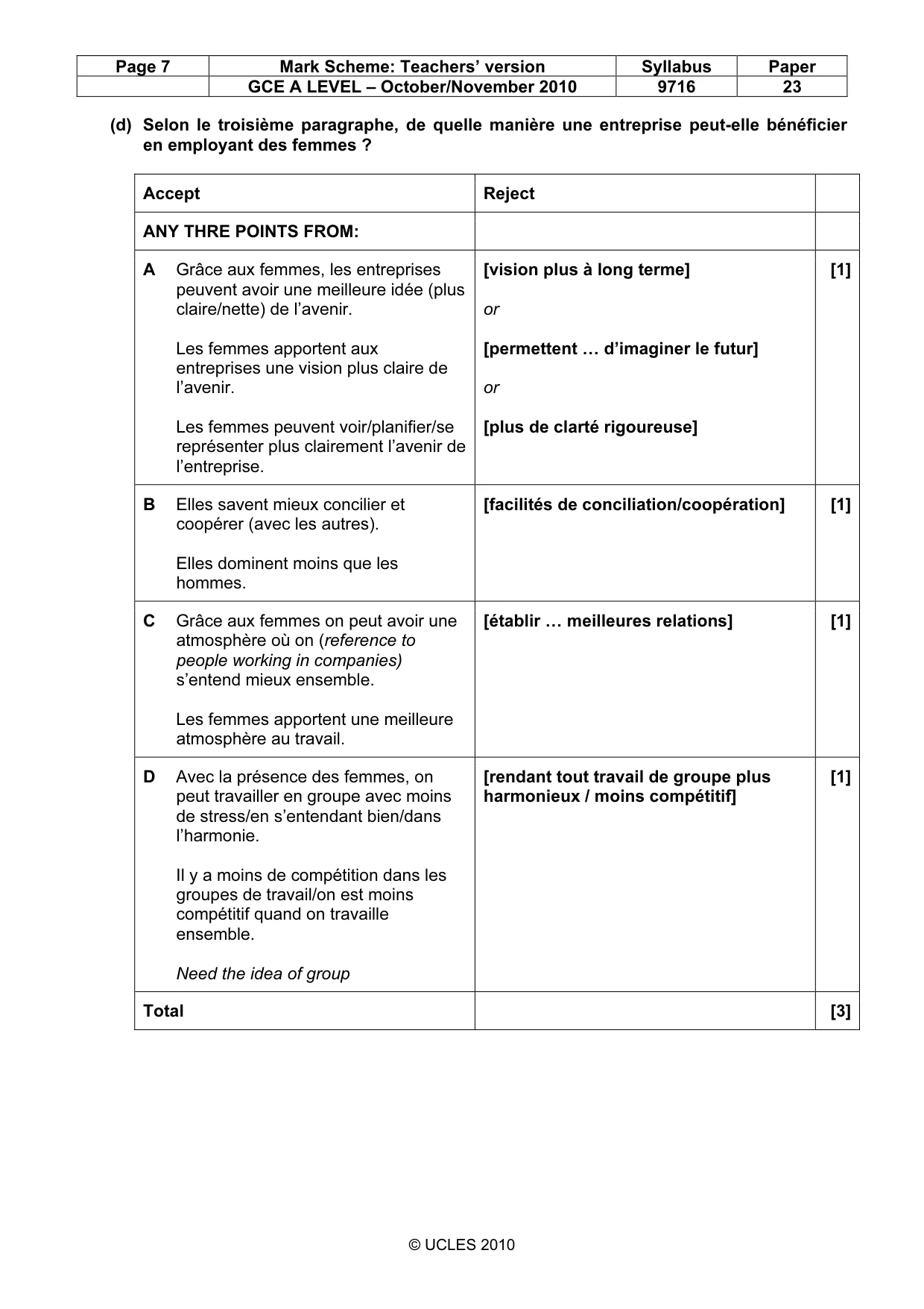 Mark scheme, page 7 of 16