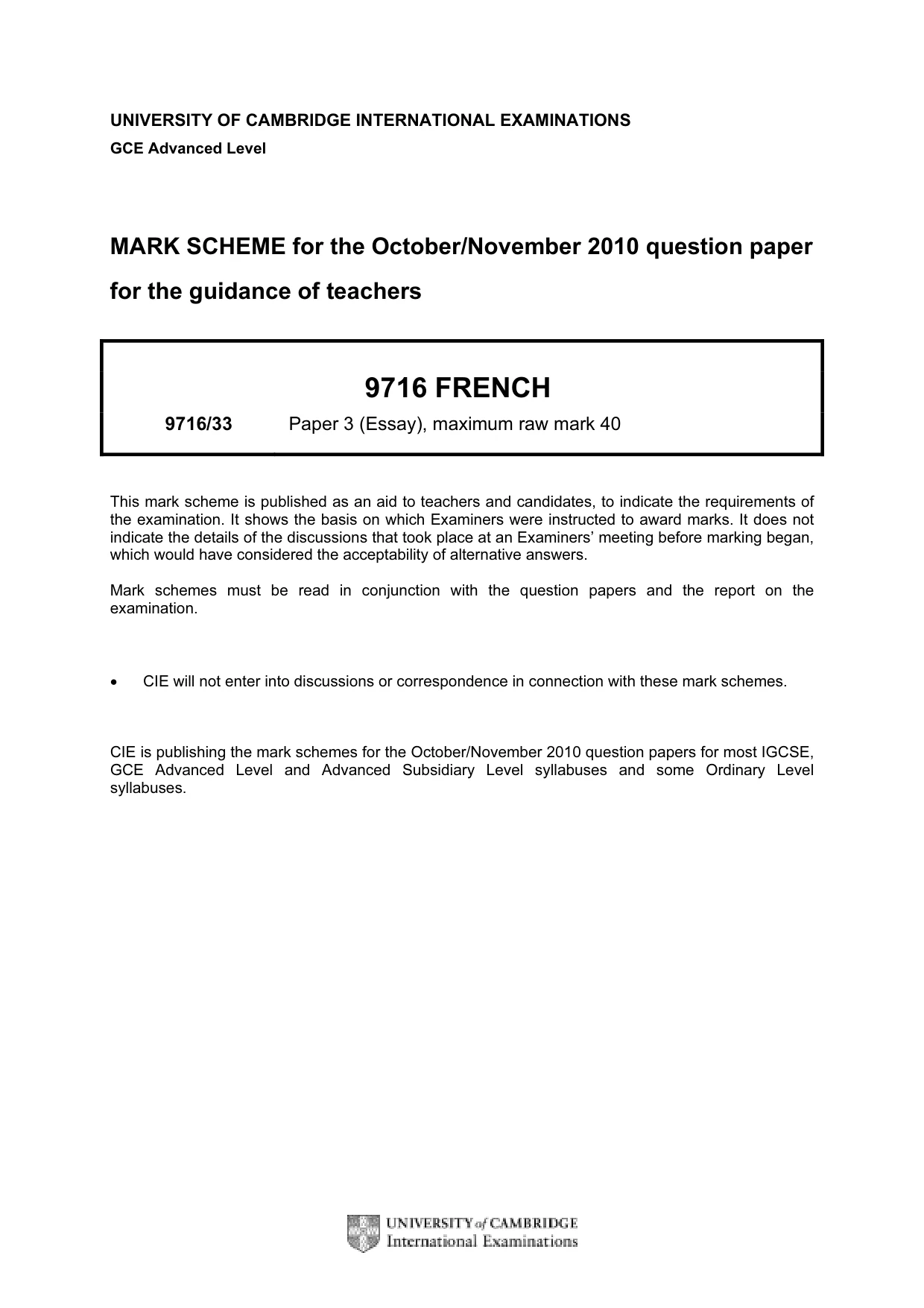 Mark scheme, page 1 of 2
