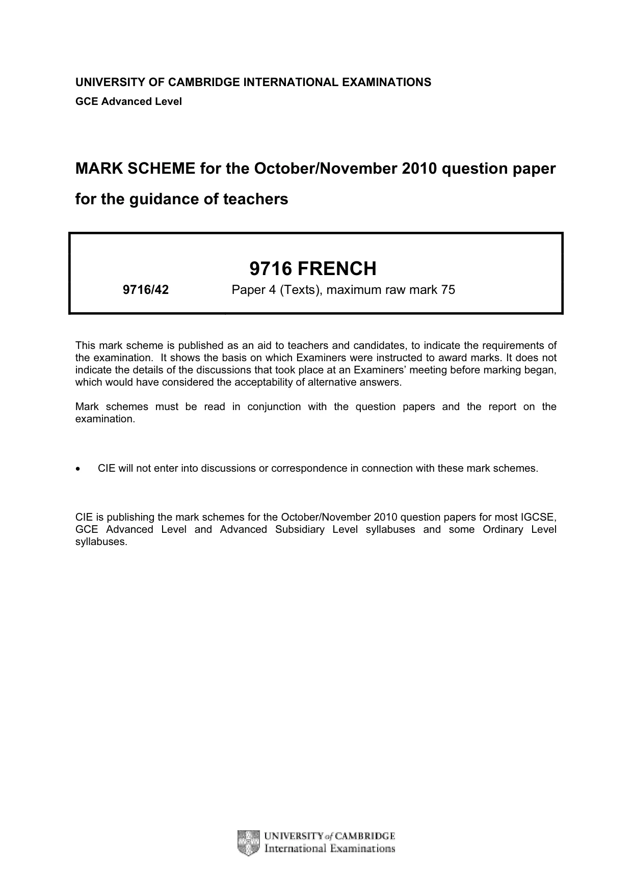 Mark scheme, page 1 of 3