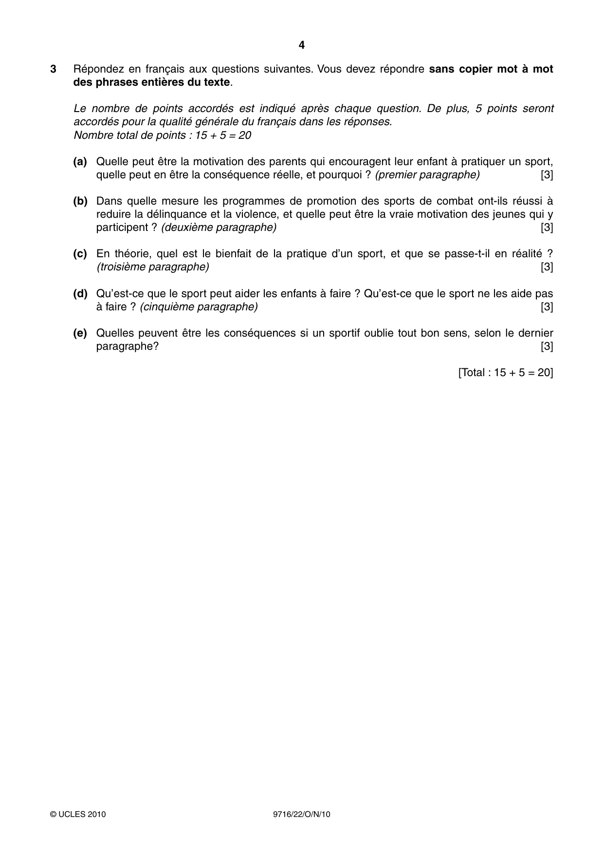 Cambridge A Level French (A Level only) 9716 2010 Oct/Nov Paper 2 · Variant 2 question paper, page 4 of 8