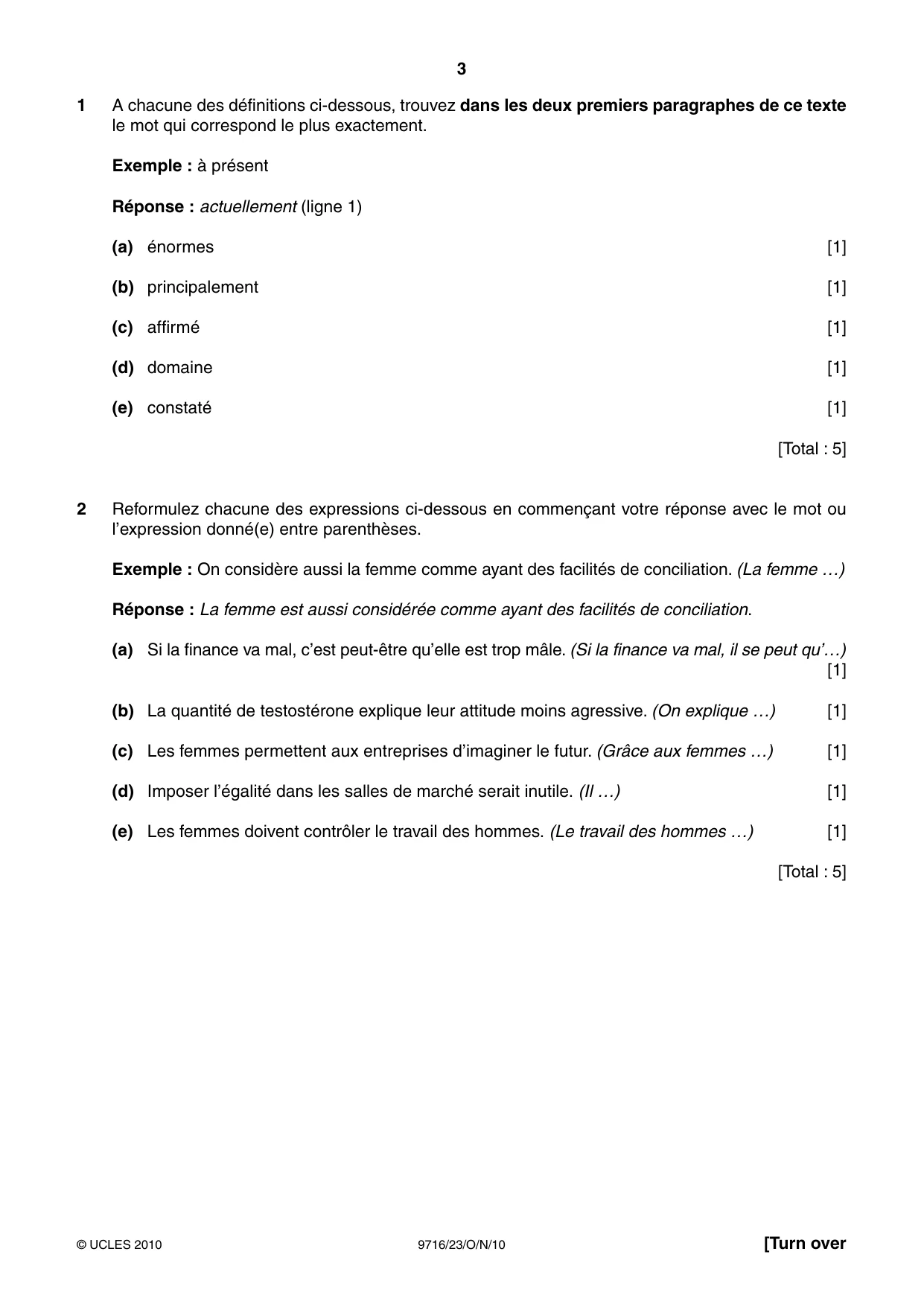 Cambridge A Level French (A Level only) 9716 2010 Oct/Nov Paper 2 · Variant 3 question paper, page 3 of 8