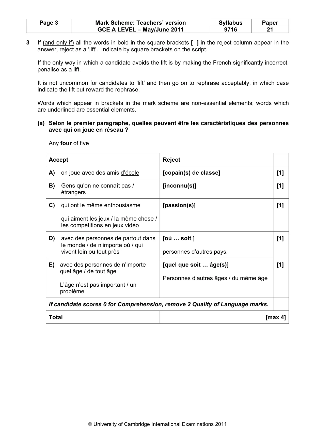 Mark scheme, page 3 of 12