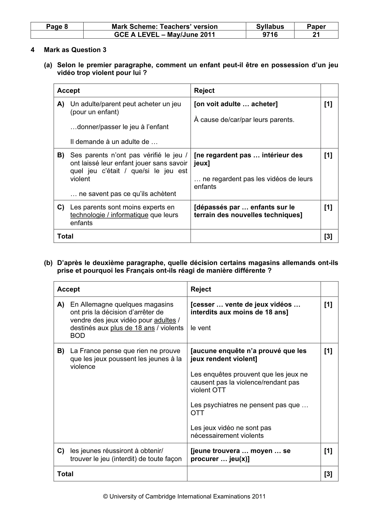 Mark scheme, page 8 of 12