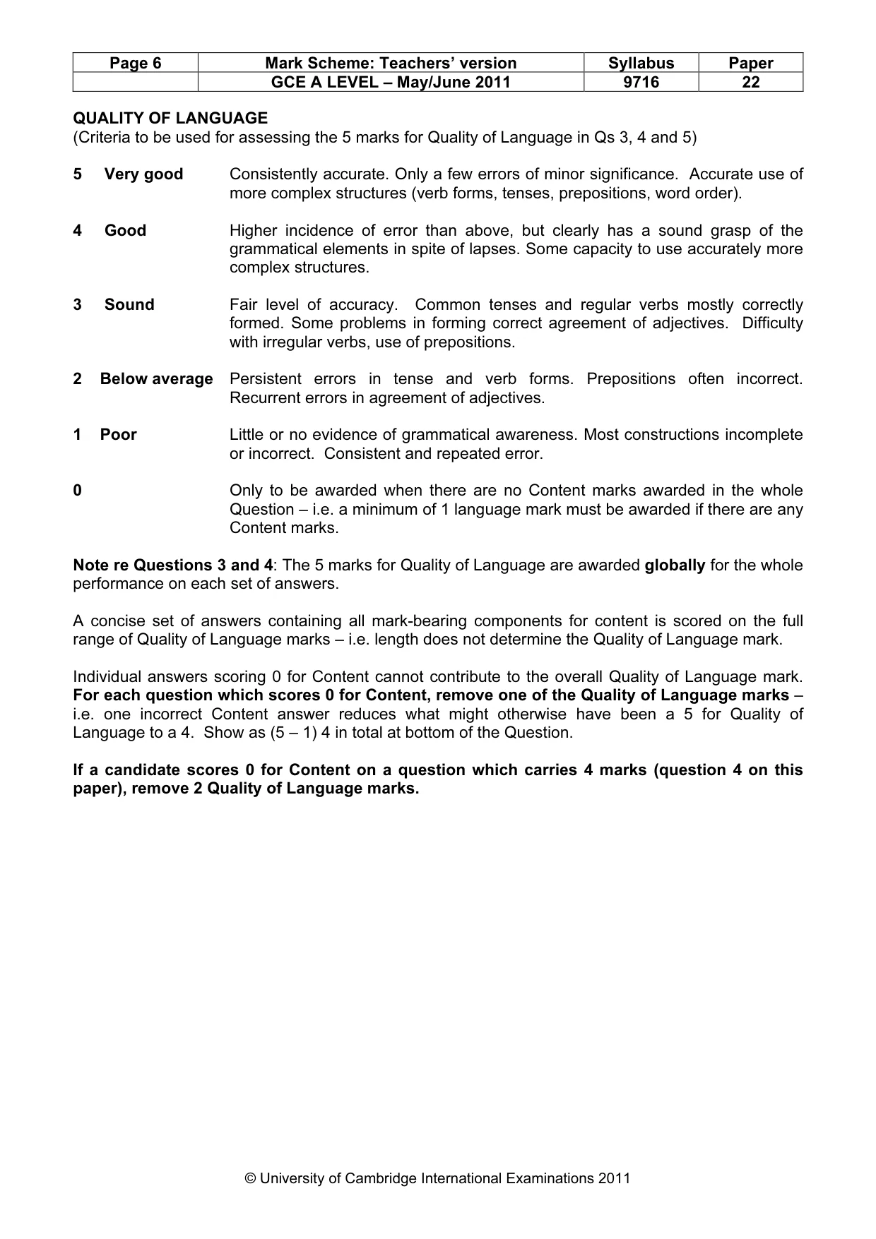 Mark scheme, page 6 of 11