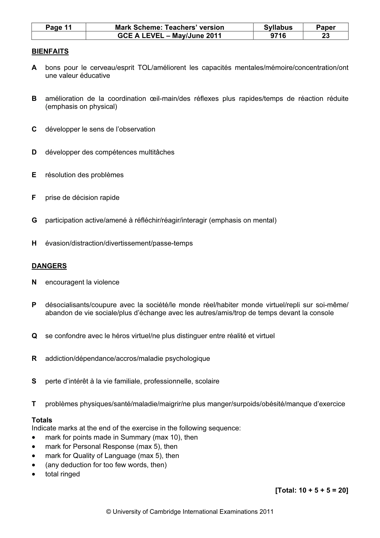 Mark scheme, page 11 of 11