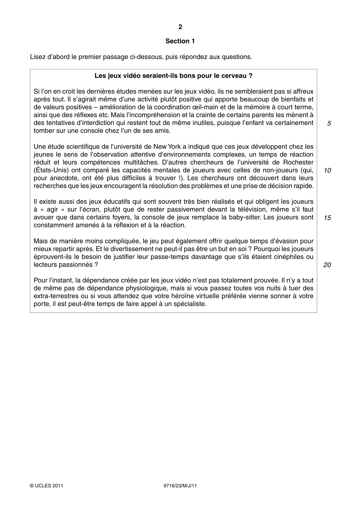 Cambridge A Level French (A Level only) 9716 2011 May/June Paper 2 · Variant 3 question paper, page 2 of 8