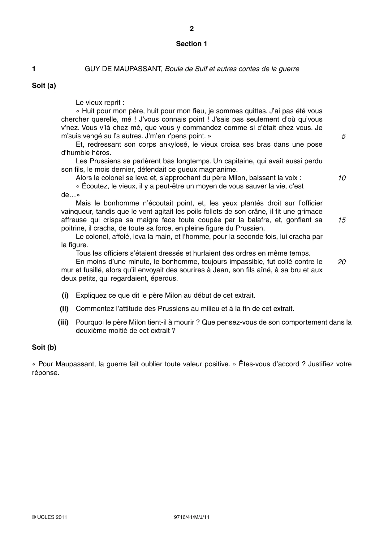 Cambridge A Level French (A Level only) 9716 2011 May/June Paper 4 · Variant 1 question paper, page 2 of 8