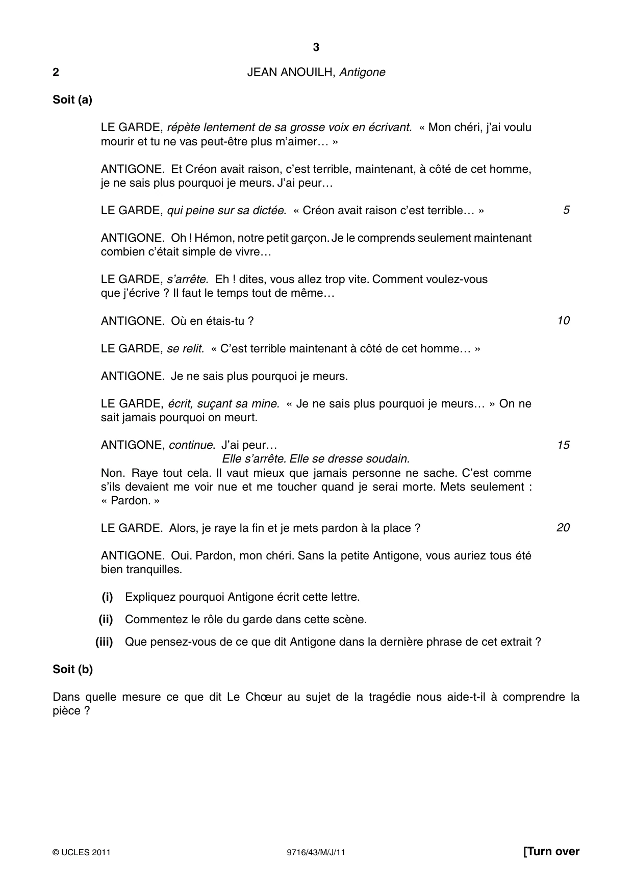 Cambridge A Level French (A Level only) 9716 2011 May/June Paper 4 · Variant 3 question paper, page 3 of 8