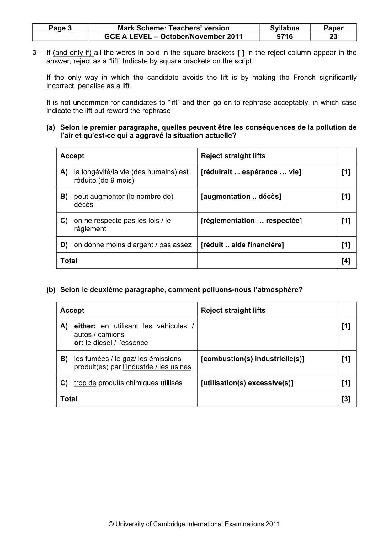 Mark scheme, page 3 of 10