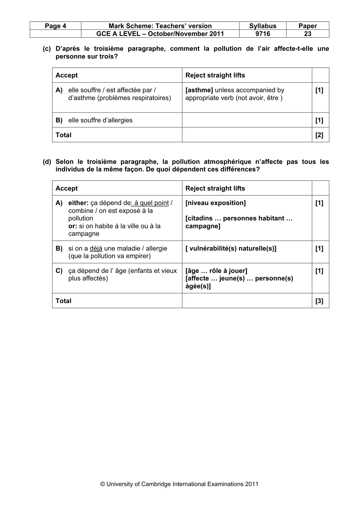 Mark scheme, page 4 of 10