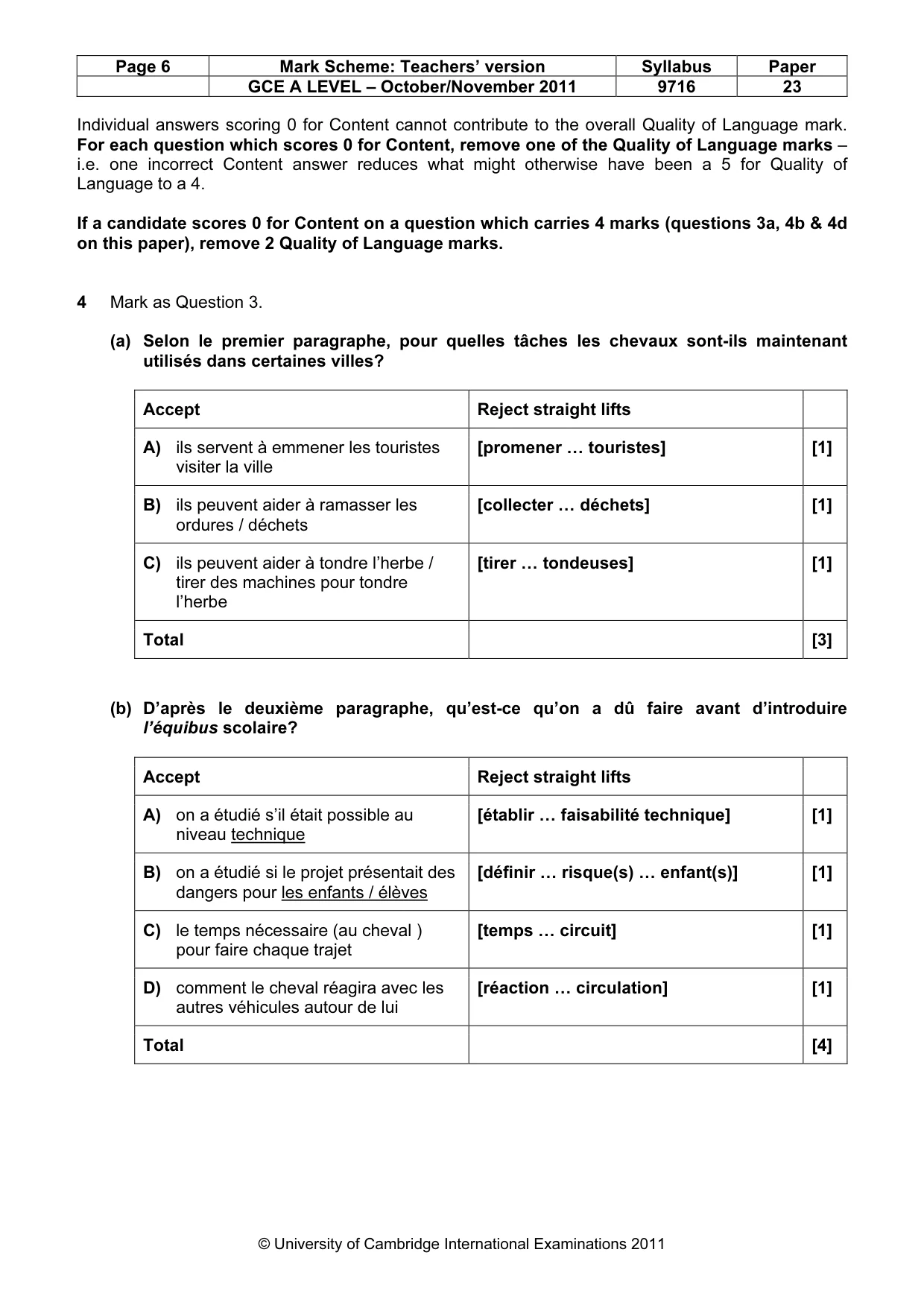 Mark scheme, page 6 of 10