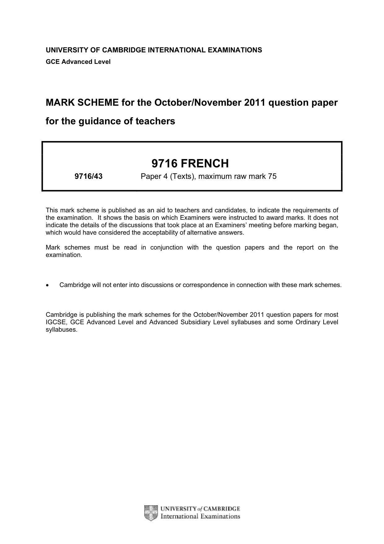 Mark scheme, page 1 of 3