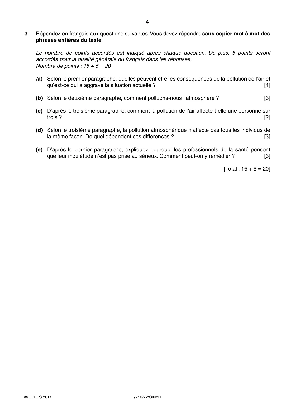 Cambridge A Level French (A Level only) 9716 2011 Oct/Nov Paper 2 · Variant 2 question paper, page 4 of 8