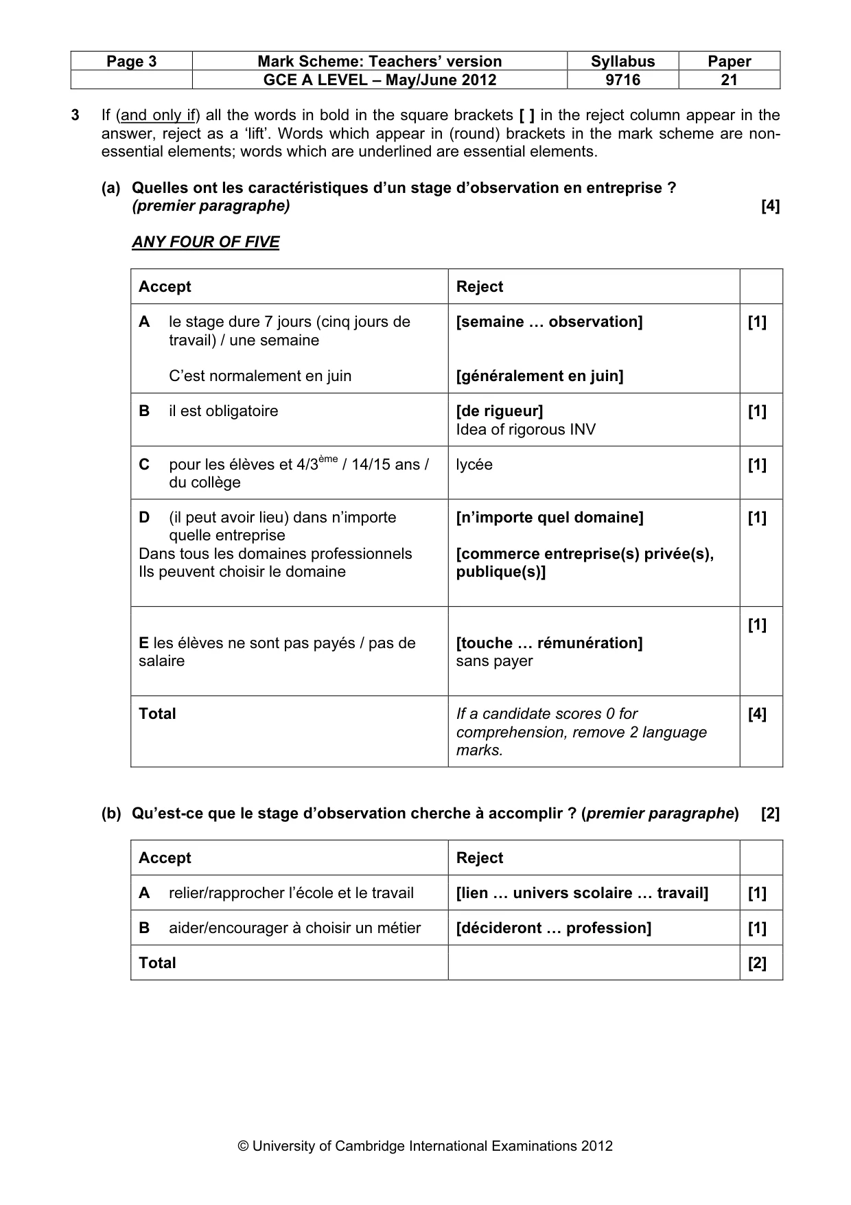 Mark scheme, page 3 of 12