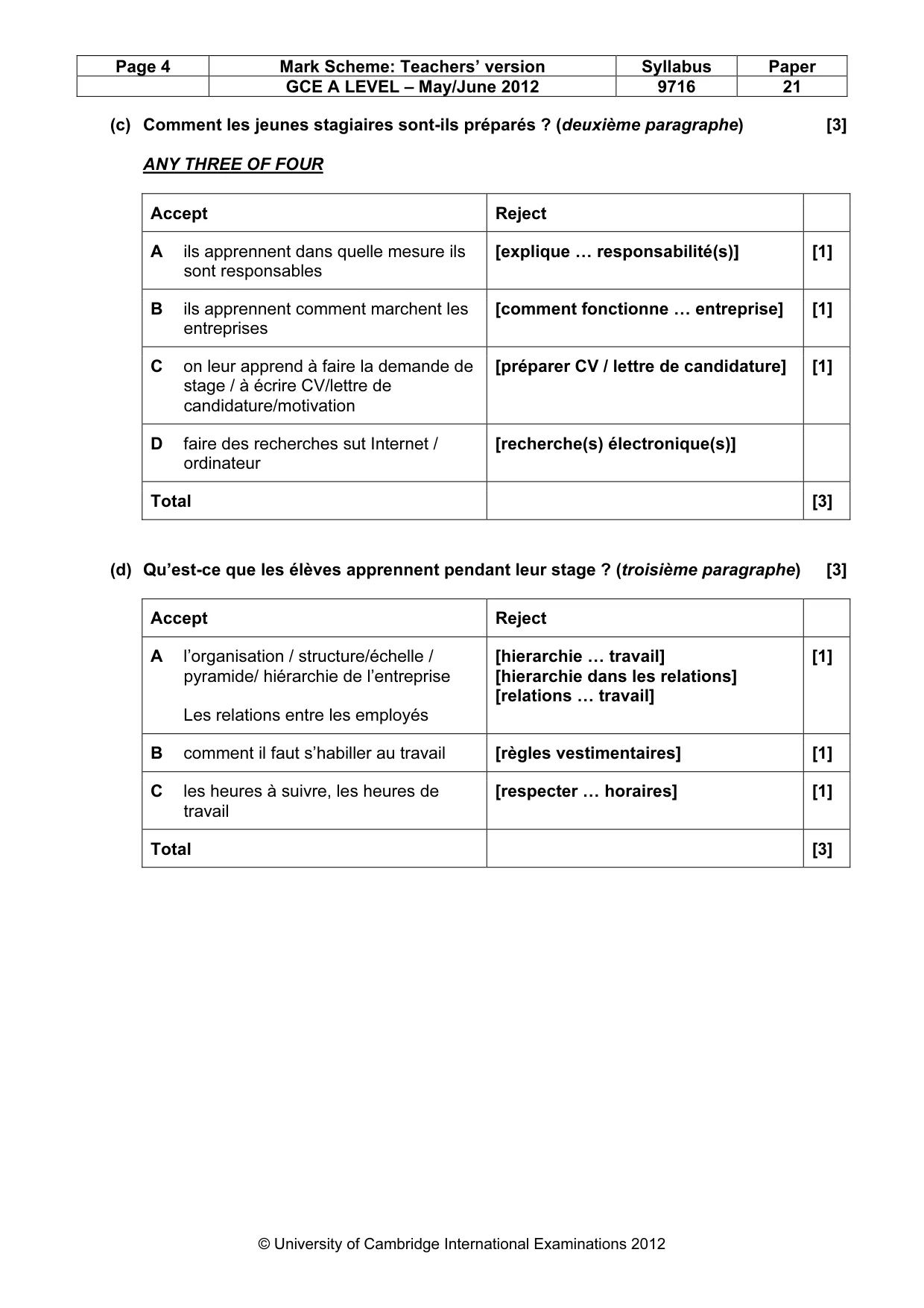 Mark scheme, page 4 of 12