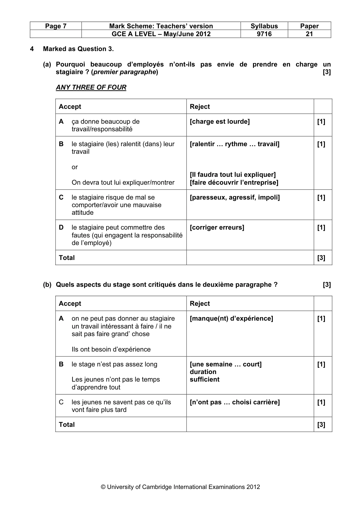 Mark scheme, page 7 of 12