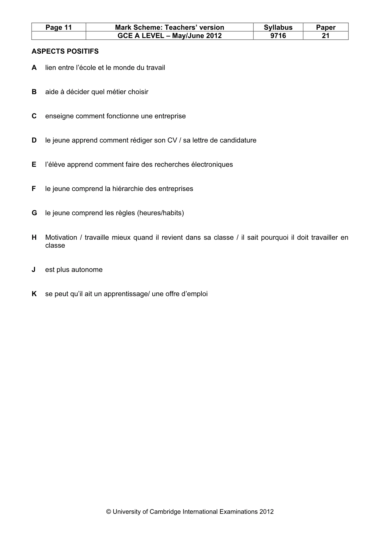 Mark scheme, page 11 of 12