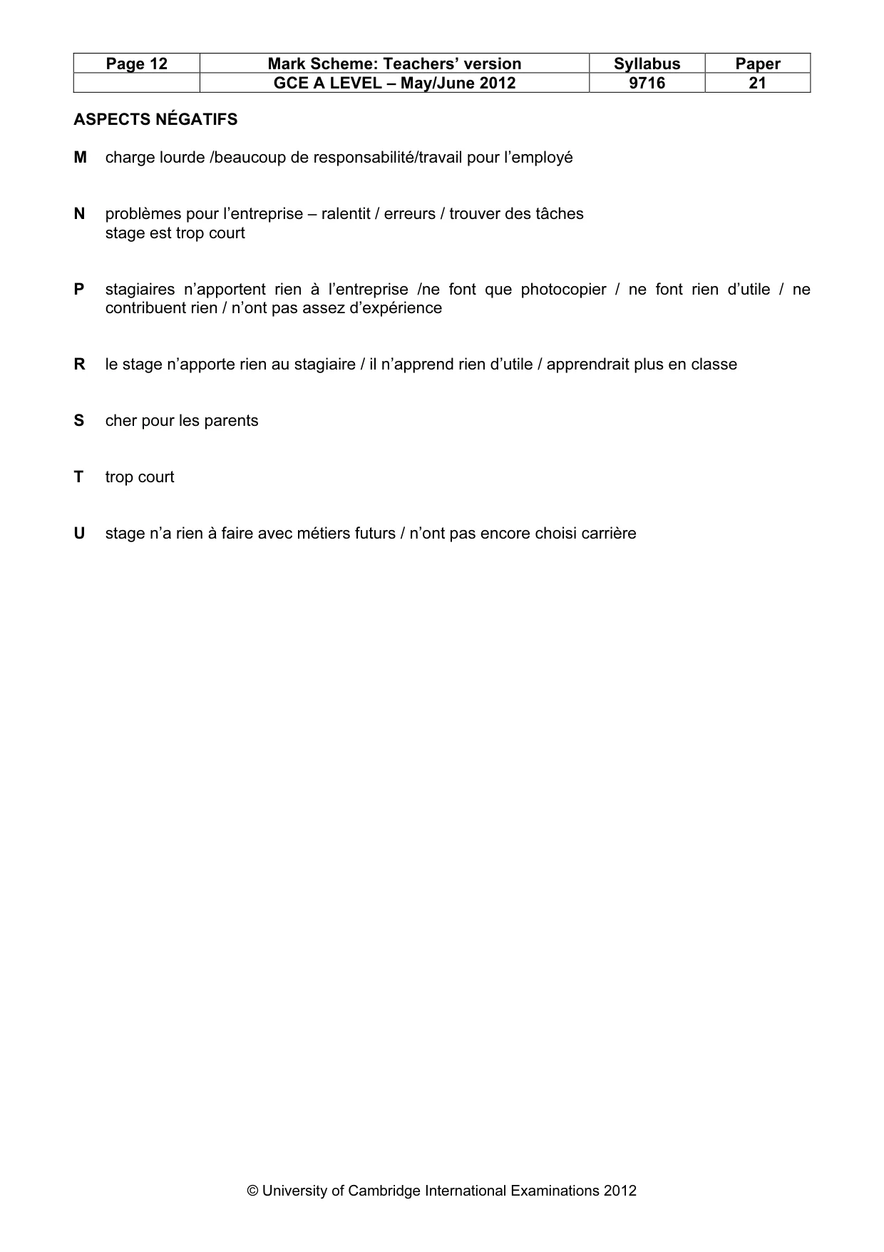 Mark scheme, page 12 of 12