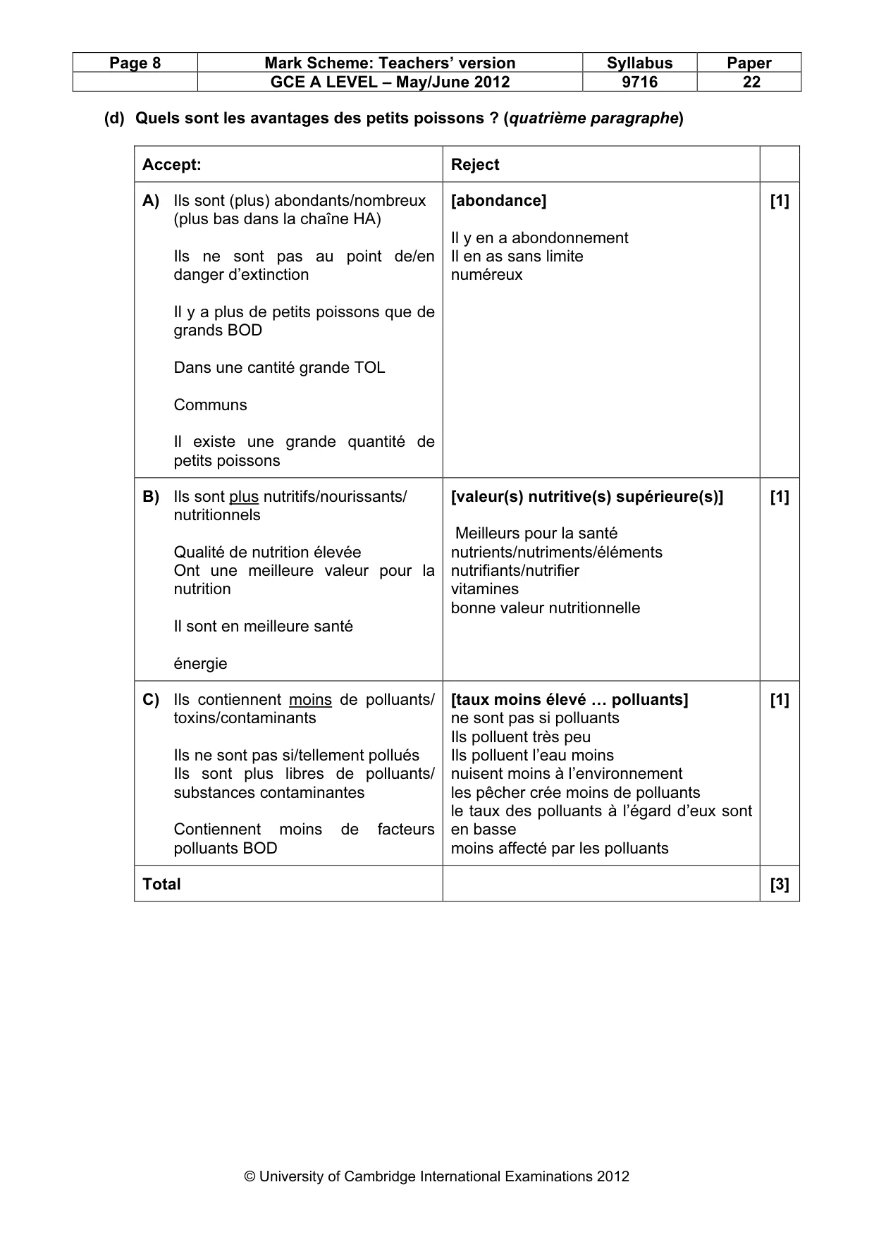 Mark scheme, page 8 of 19