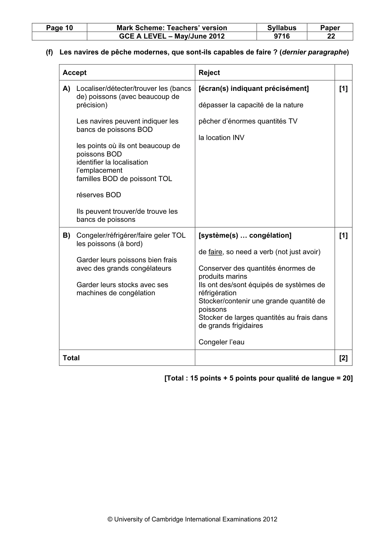 Mark scheme, page 10 of 19