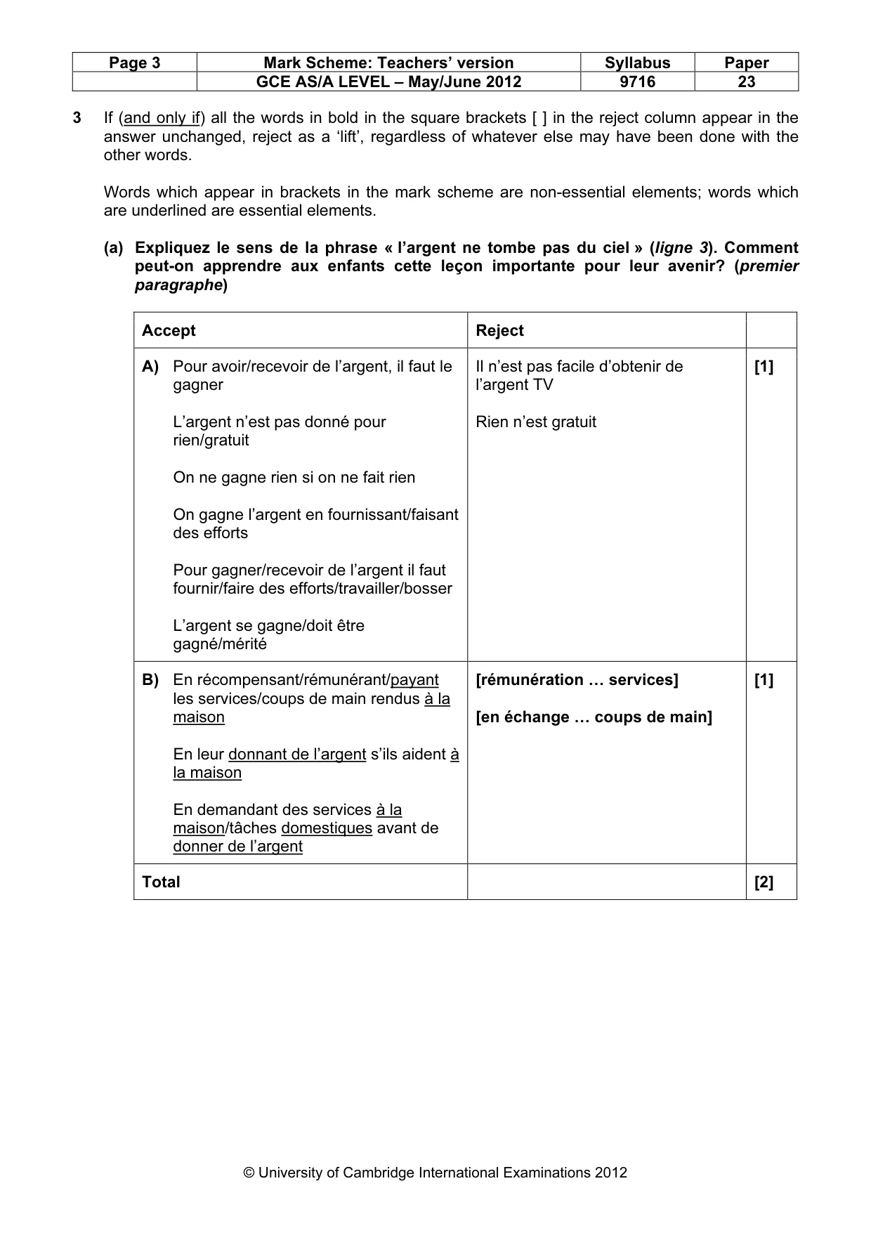 Mark scheme, page 3 of 12