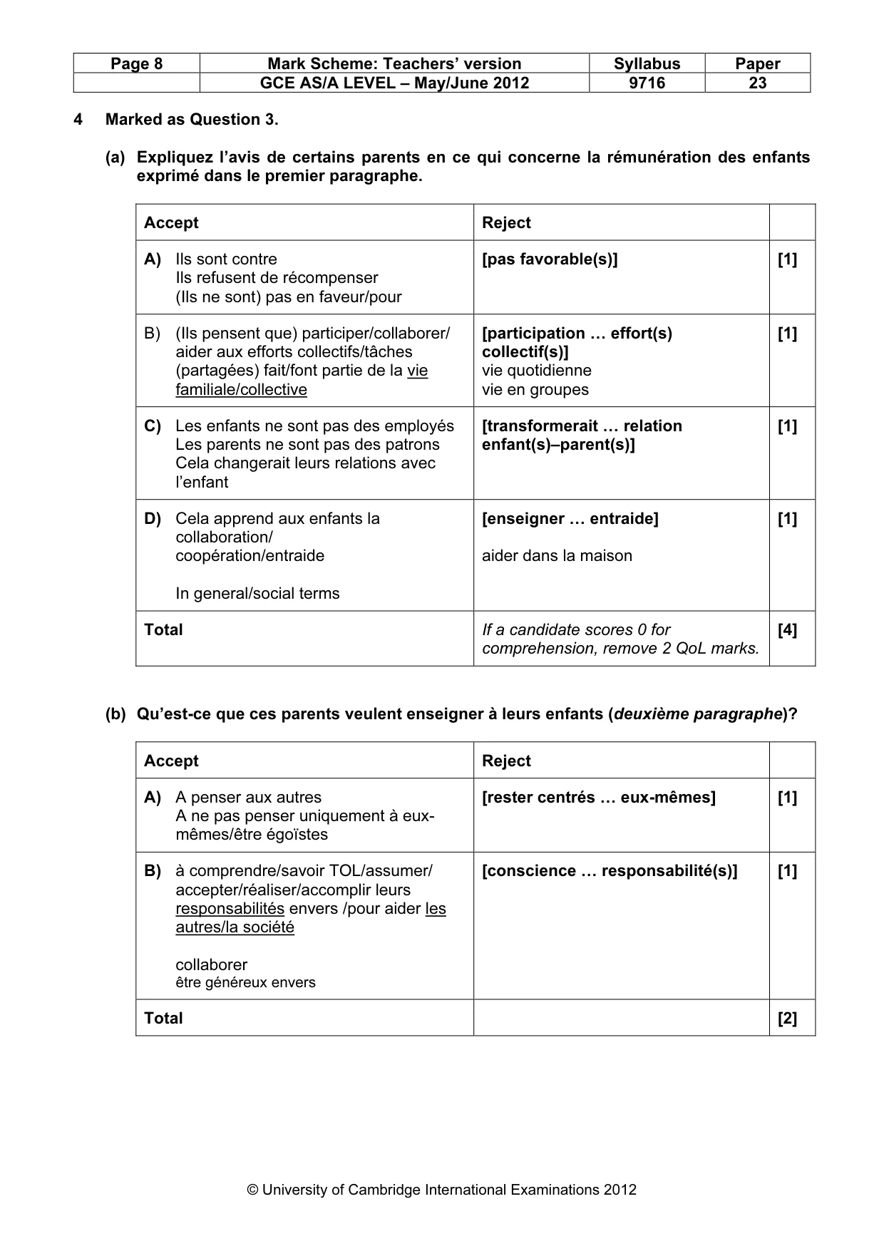 Mark scheme, page 8 of 12