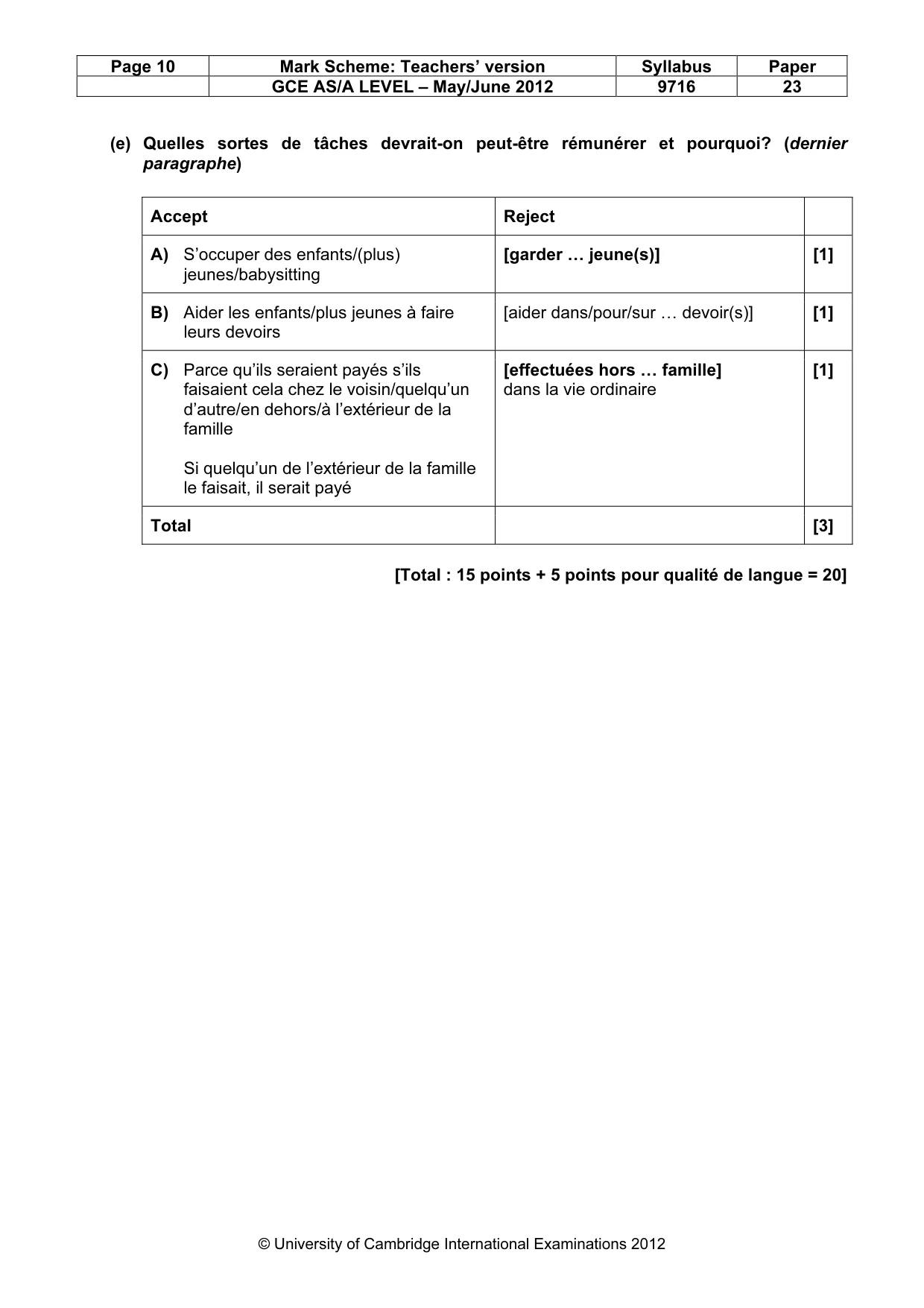 Mark scheme, page 10 of 12