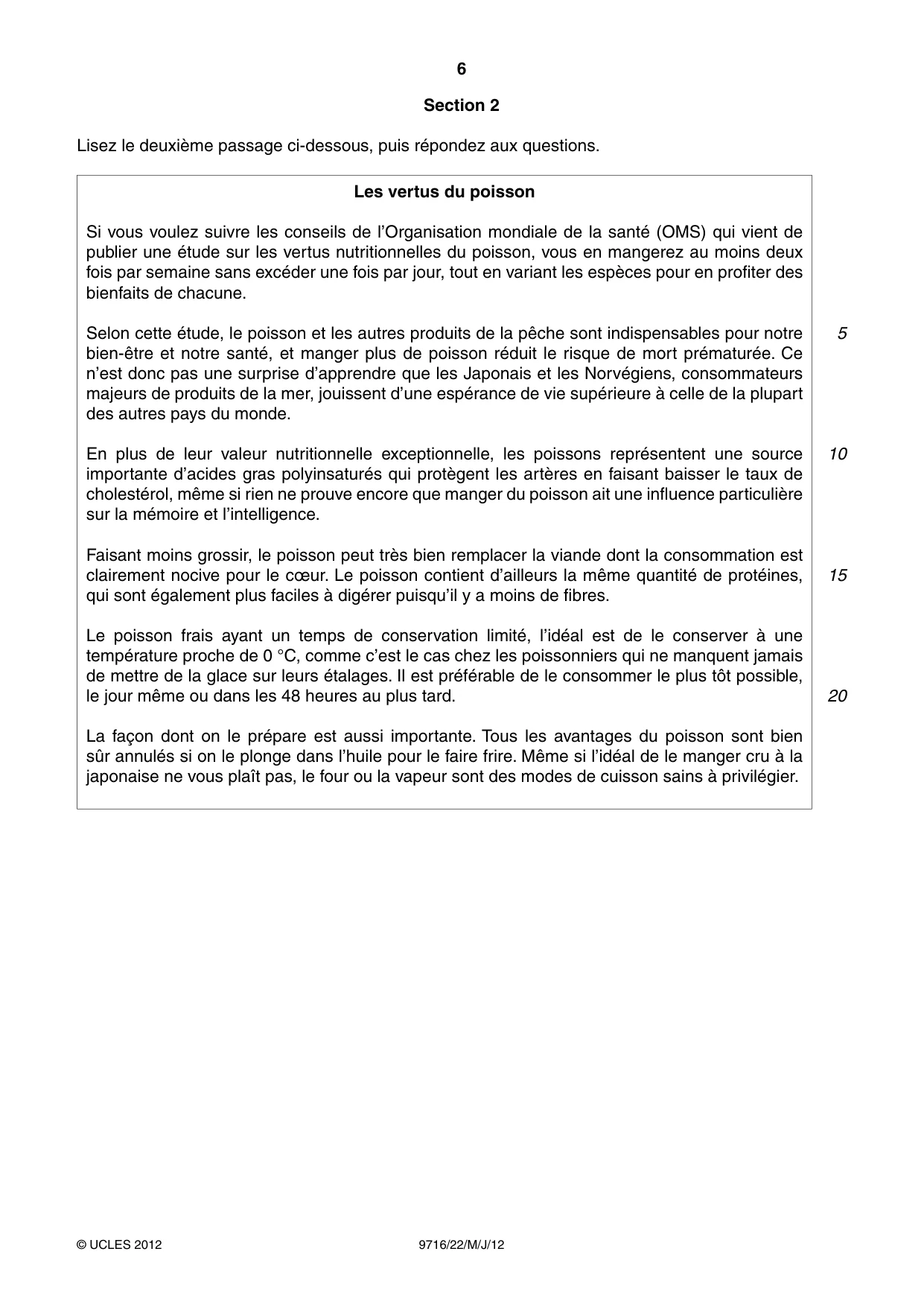 Cambridge A Level French (A Level only) 9716 2012 May/June Paper 2 · Variant 2 question paper, page 6 of 8