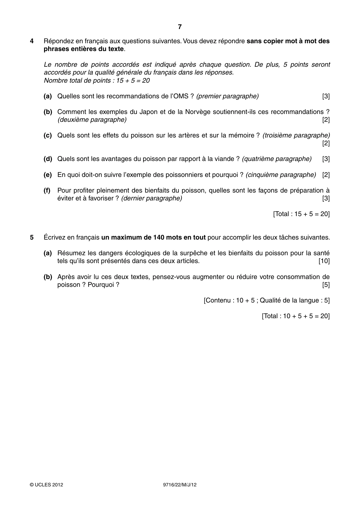 Cambridge A Level French (A Level only) 9716 2012 May/June Paper 2 · Variant 2 question paper, page 7 of 8