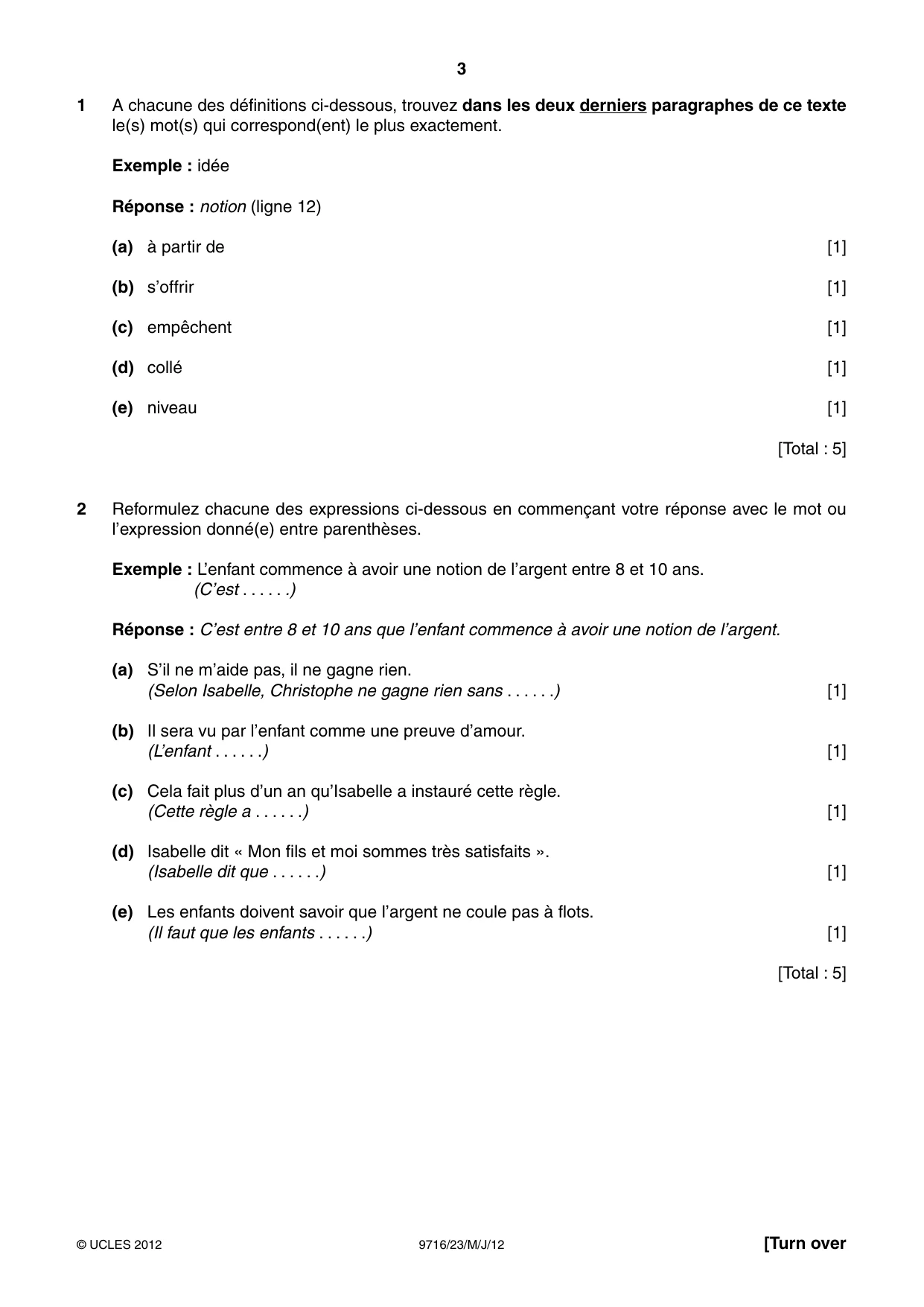 Cambridge A Level French (A Level only) 9716 2012 May/June Paper 2 · Variant 3 question paper, page 3 of 8