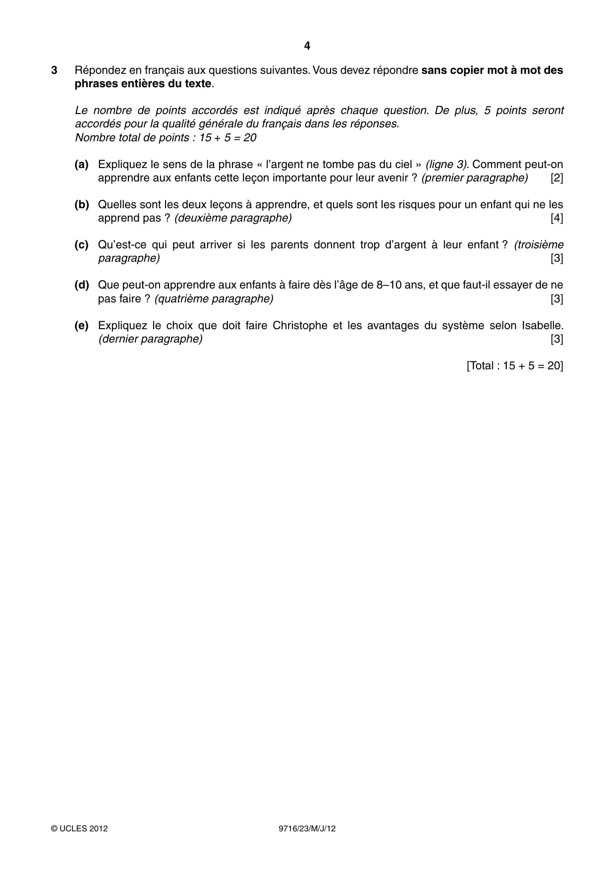 Cambridge A Level French (A Level only) 9716 2012 May/June Paper 2 · Variant 3 question paper, page 4 of 8