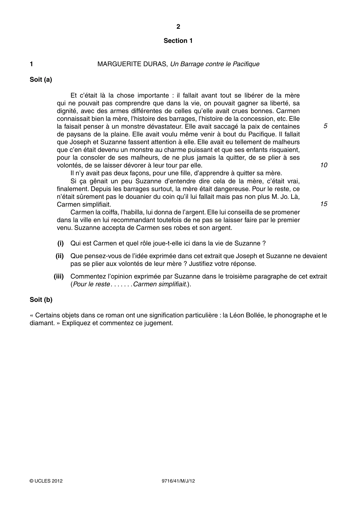 Cambridge A Level French (A Level only) 9716 2012 May/June Paper 4 · Variant 1 question paper, page 2 of 8