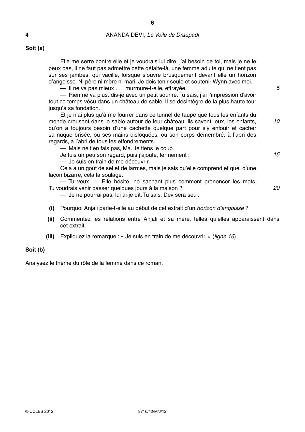 Cambridge A Level French (A Level only) 9716 2012 May/June Paper 4 · Variant 2 question paper, page 6 of 8