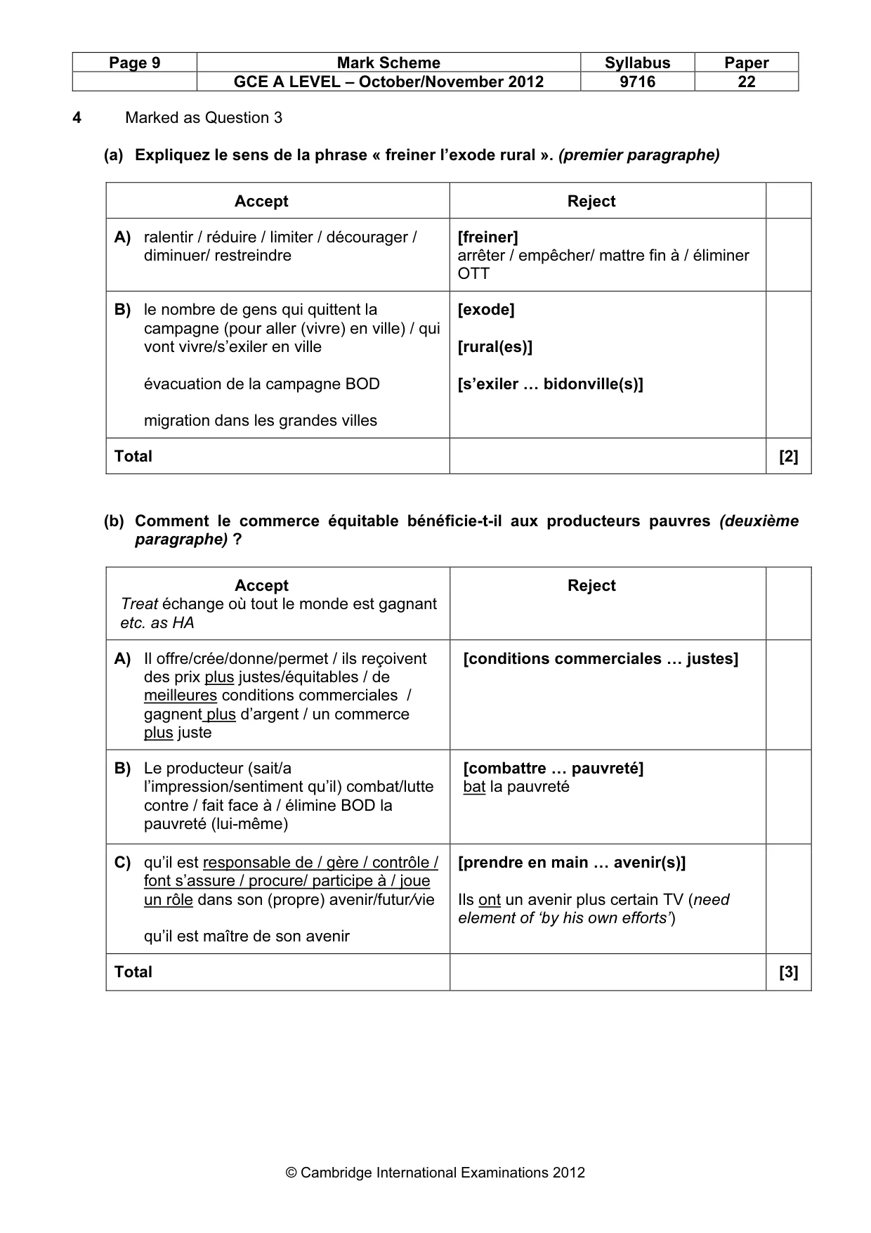 Mark scheme, page 9 of 13