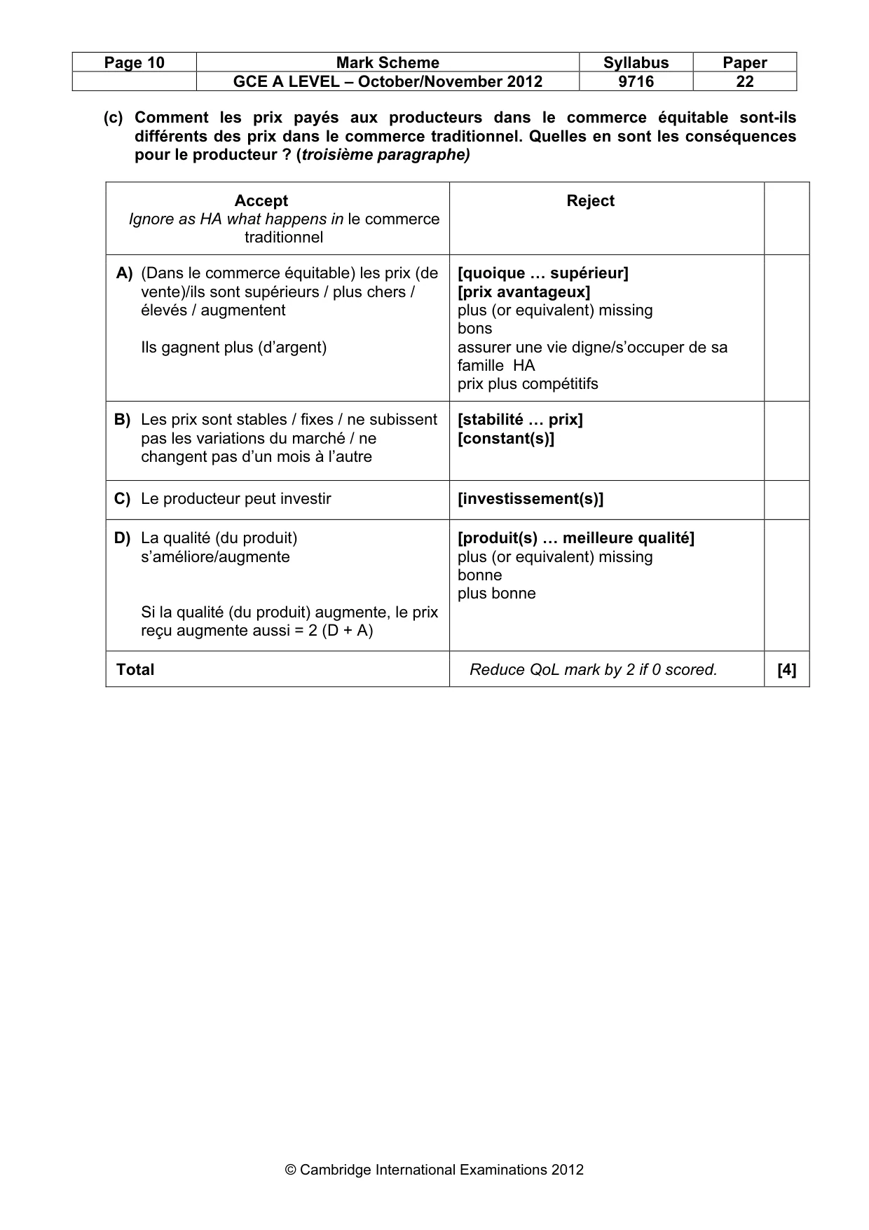 Mark scheme, page 10 of 13
