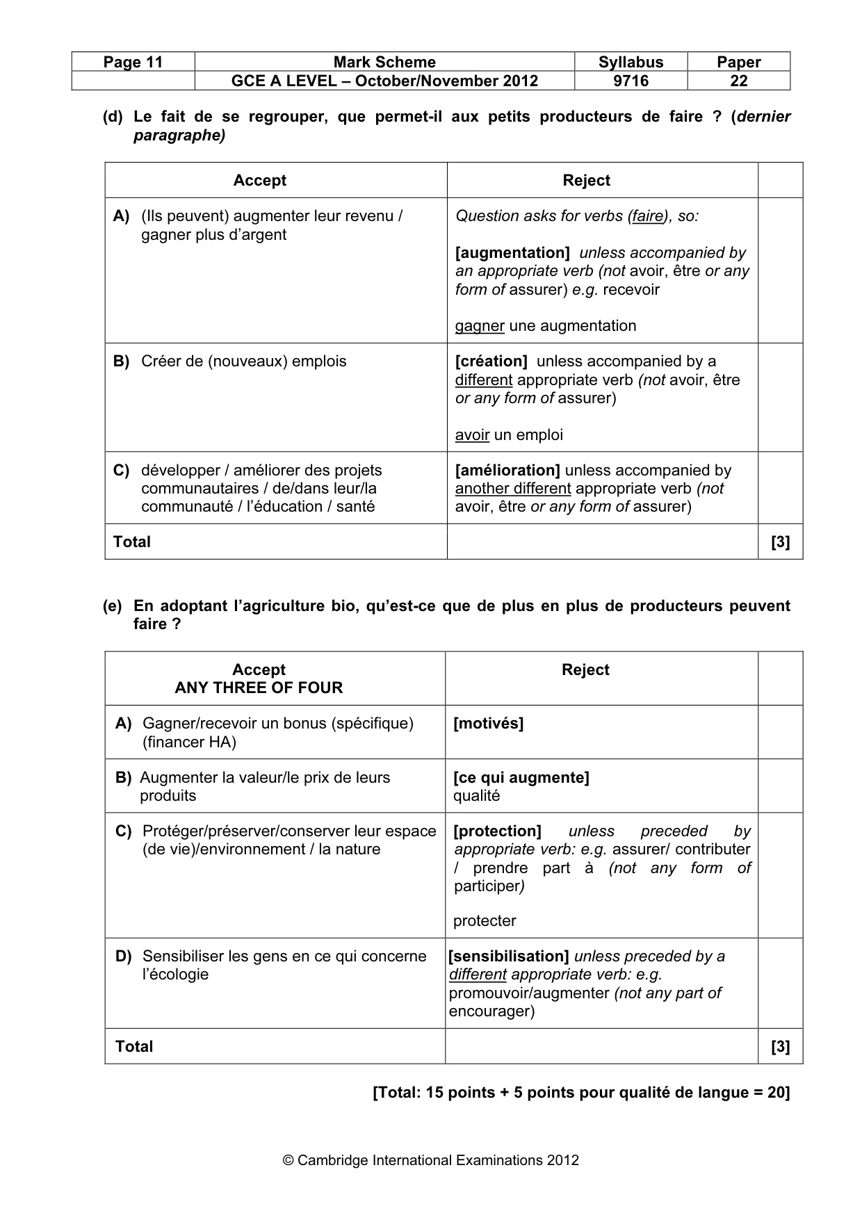 Mark scheme, page 11 of 13