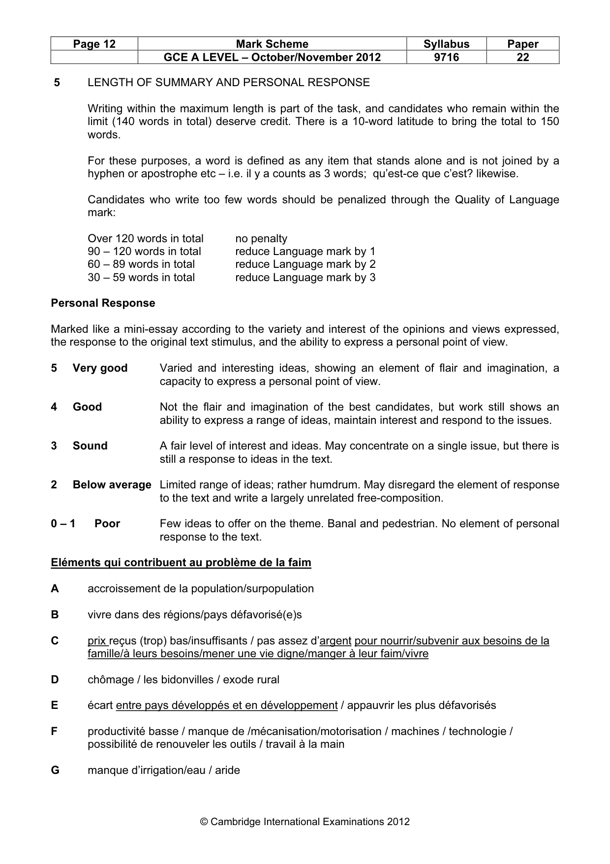Mark scheme, page 12 of 13
