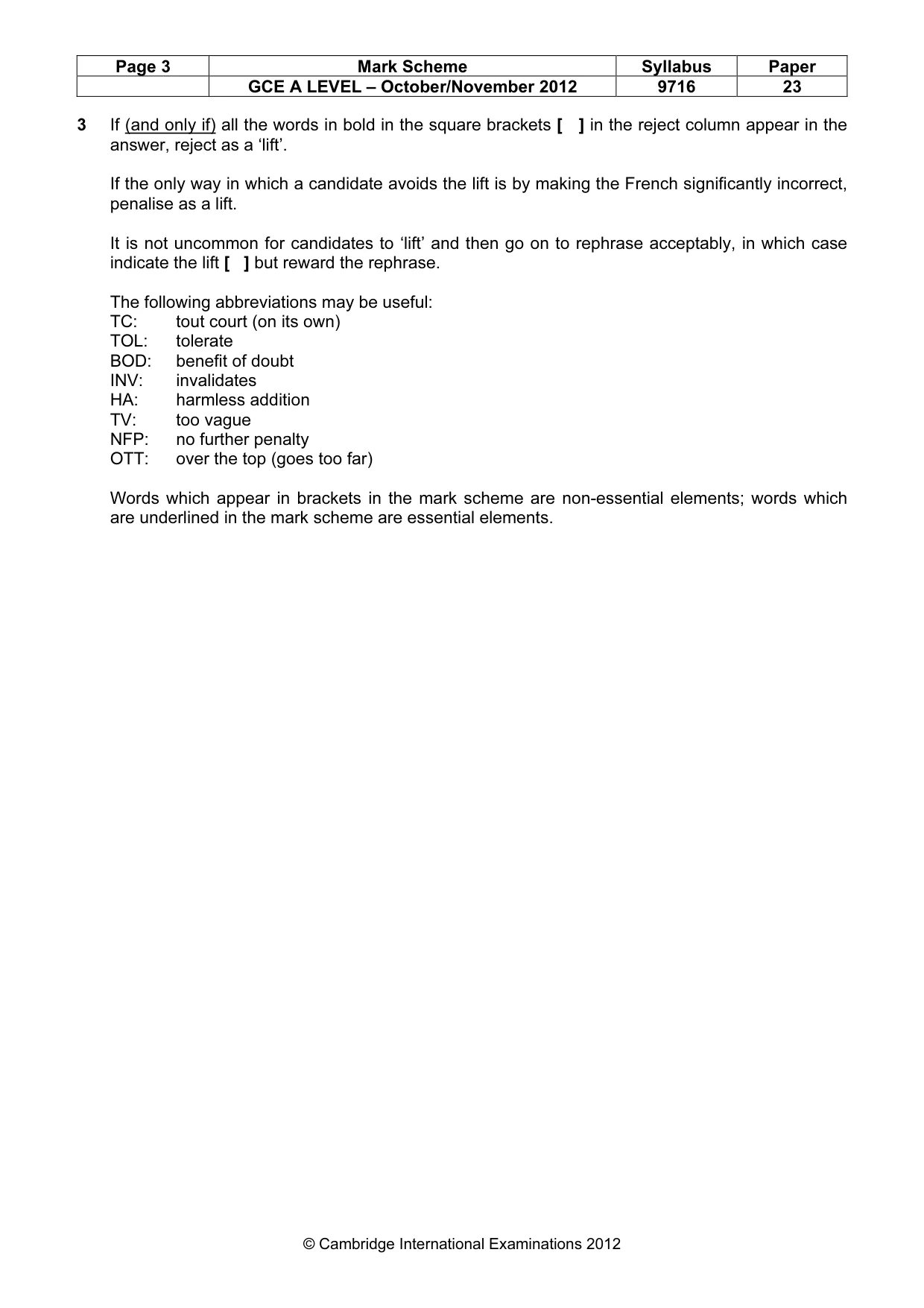 Mark scheme, page 3 of 12