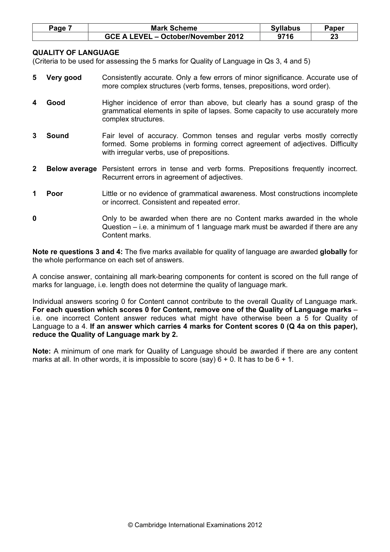 Mark scheme, page 7 of 12