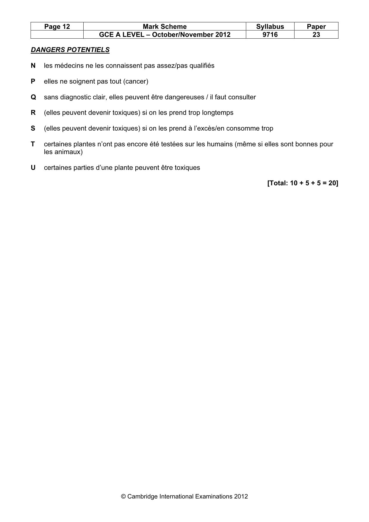 Mark scheme, page 12 of 12