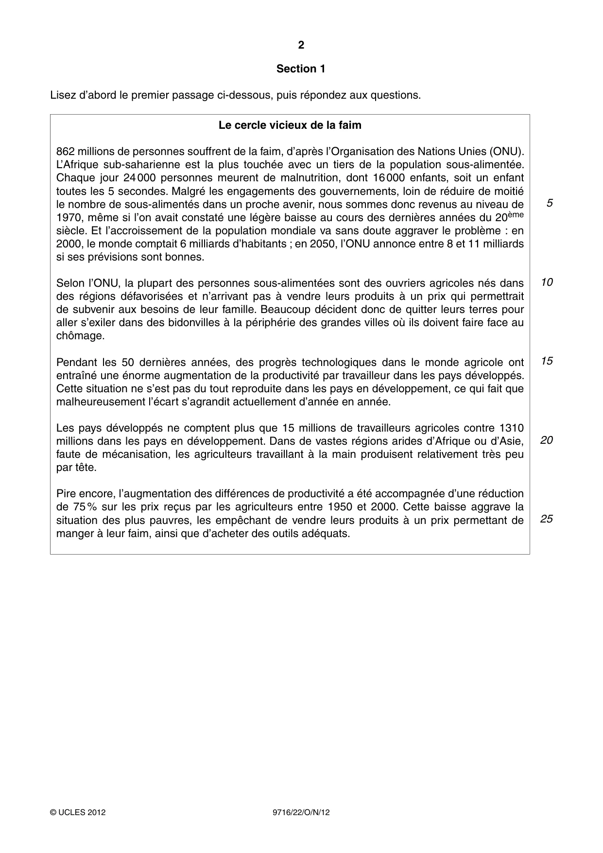 Cambridge A Level French (A Level only) 9716 2012 Oct/Nov Paper 2 · Variant 2 question paper, page 2 of 8