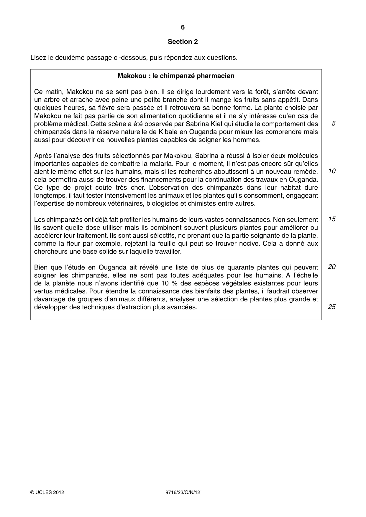 Cambridge A Level French (A Level only) 9716 2012 Oct/Nov Paper 2 · Variant 3 question paper, page 6 of 8