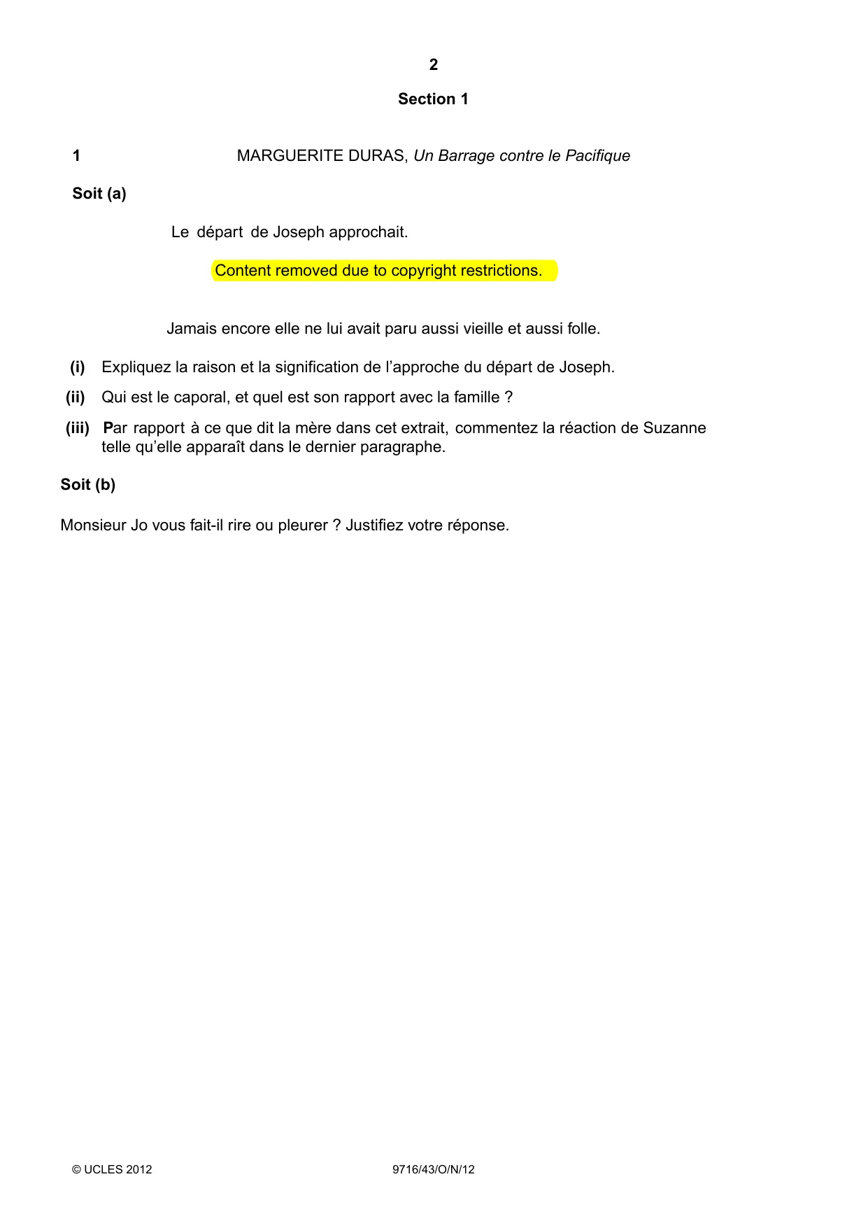Cambridge A Level French (A Level only) 9716 2012 Oct/Nov Paper 4 · Variant 3 question paper, page 2 of 8