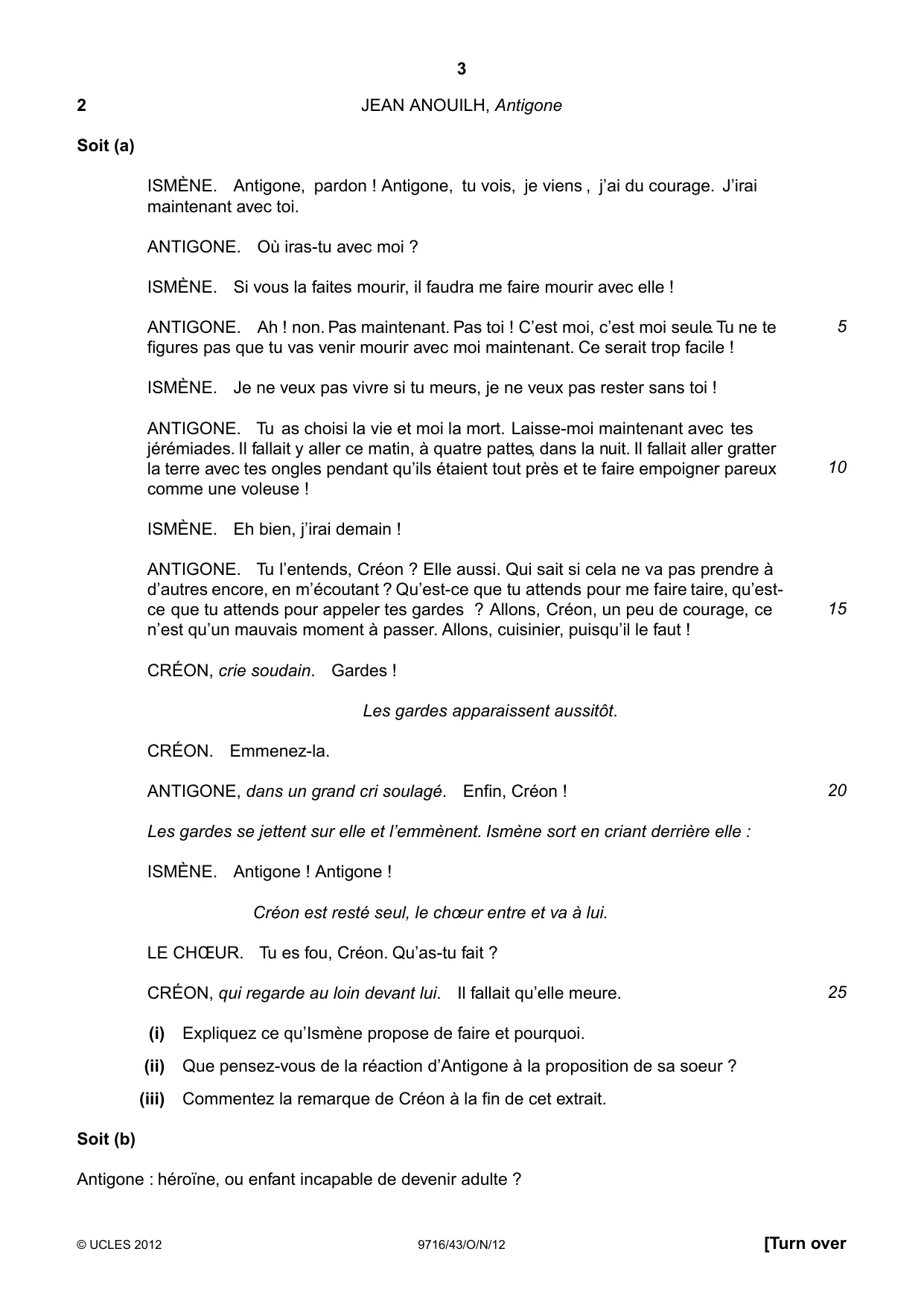 Cambridge A Level French (A Level only) 9716 2012 Oct/Nov Paper 4 · Variant 3 question paper, page 3 of 8