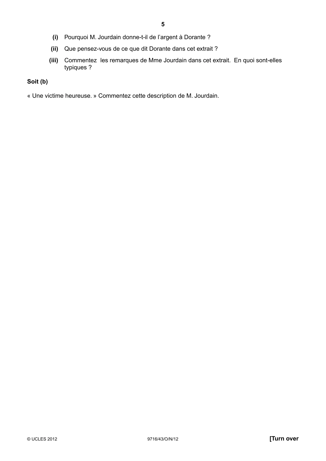 Cambridge A Level French (A Level only) 9716 2012 Oct/Nov Paper 4 · Variant 3 question paper, page 5 of 8