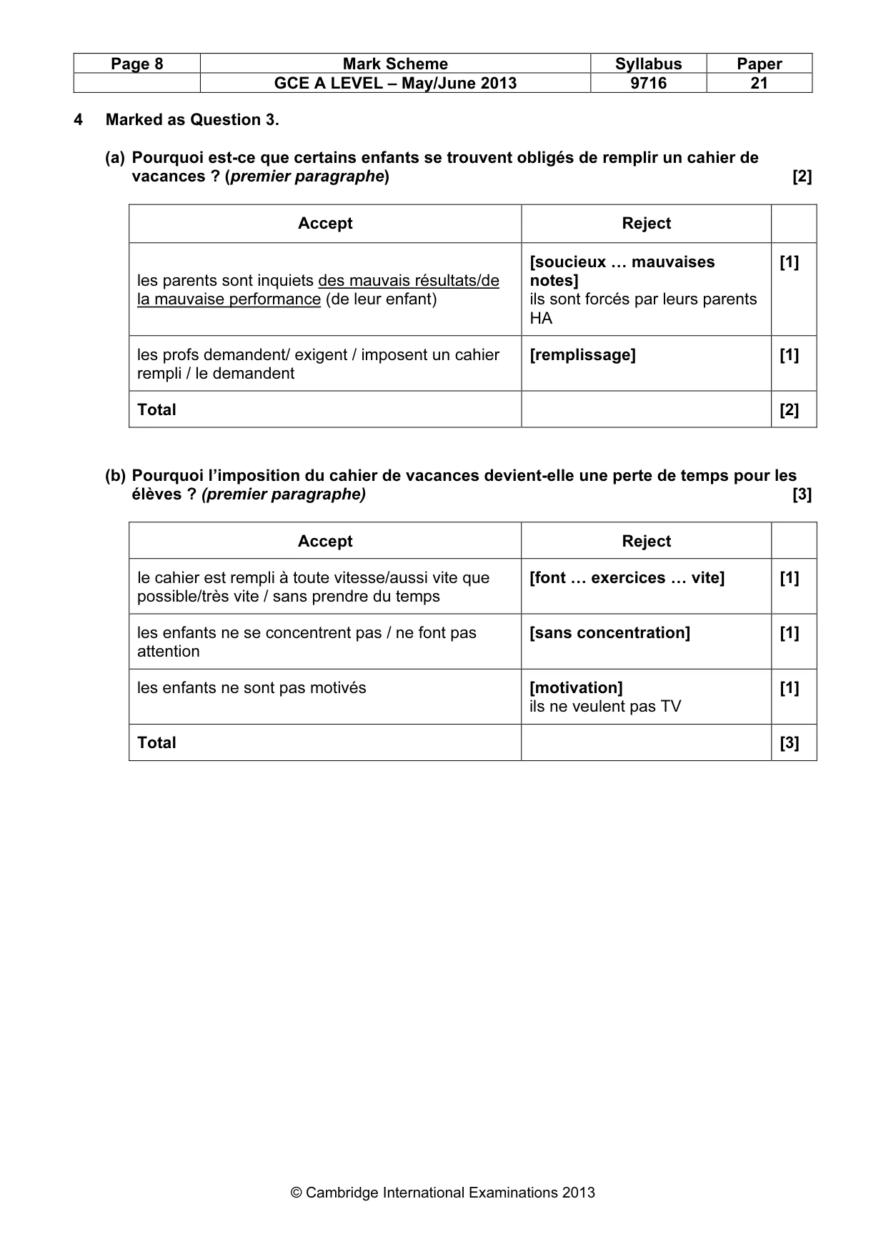 Mark scheme, page 8 of 12