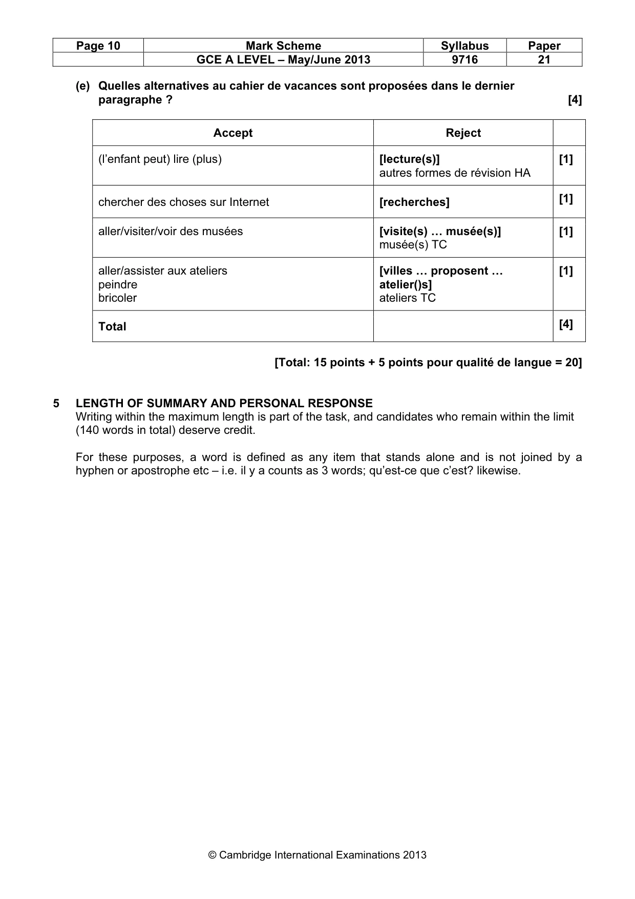 Mark scheme, page 10 of 12